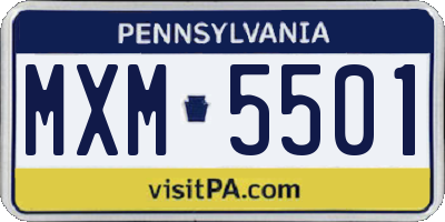 PA license plate MXM5501