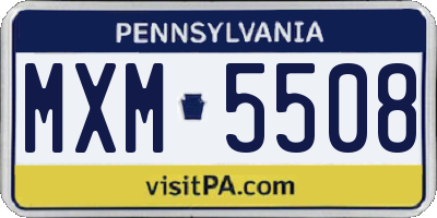 PA license plate MXM5508
