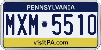 PA license plate MXM5510