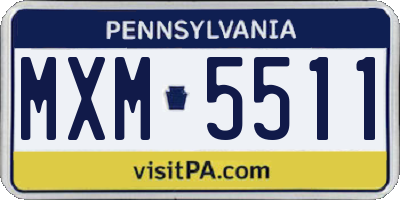 PA license plate MXM5511