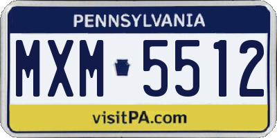 PA license plate MXM5512
