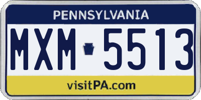 PA license plate MXM5513