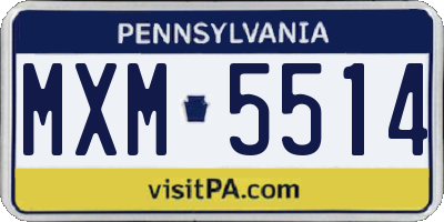 PA license plate MXM5514