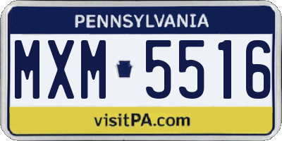 PA license plate MXM5516