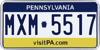 PA license plate MXM5517