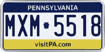 PA license plate MXM5518