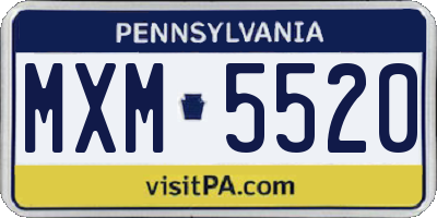 PA license plate MXM5520