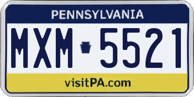 PA license plate MXM5521