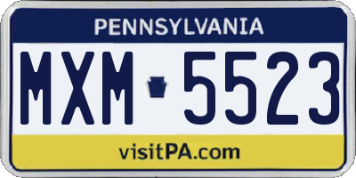 PA license plate MXM5523