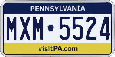 PA license plate MXM5524