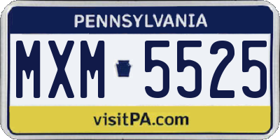 PA license plate MXM5525