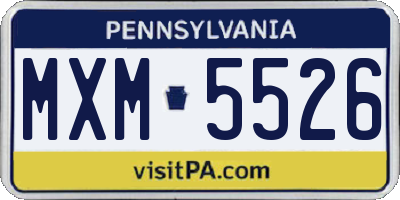 PA license plate MXM5526