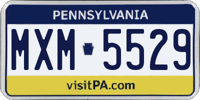 PA license plate MXM5529
