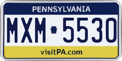 PA license plate MXM5530