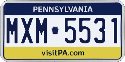 PA license plate MXM5531