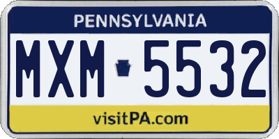 PA license plate MXM5532