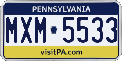 PA license plate MXM5533