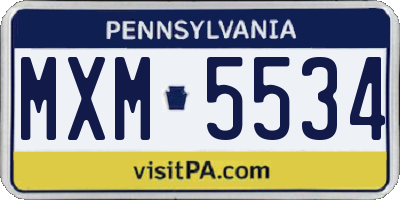 PA license plate MXM5534