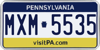 PA license plate MXM5535