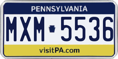 PA license plate MXM5536