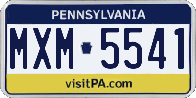 PA license plate MXM5541