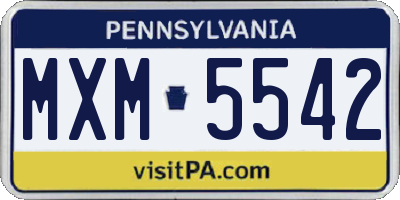 PA license plate MXM5542