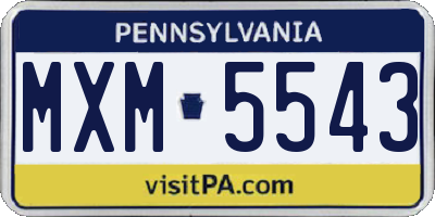 PA license plate MXM5543