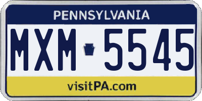 PA license plate MXM5545