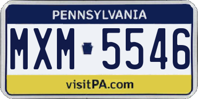 PA license plate MXM5546