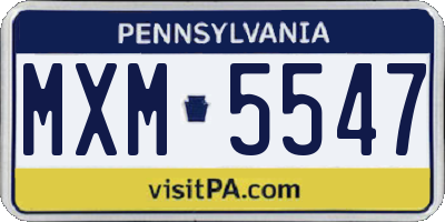PA license plate MXM5547