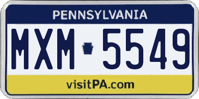 PA license plate MXM5549