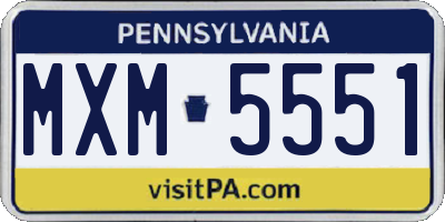 PA license plate MXM5551