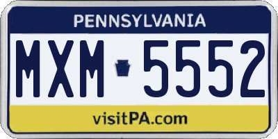 PA license plate MXM5552