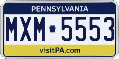 PA license plate MXM5553