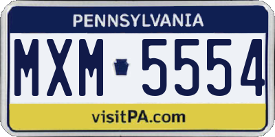 PA license plate MXM5554