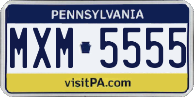 PA license plate MXM5555
