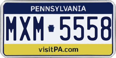 PA license plate MXM5558