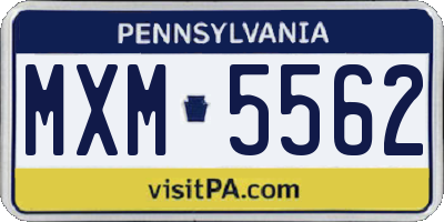 PA license plate MXM5562
