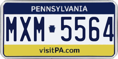 PA license plate MXM5564