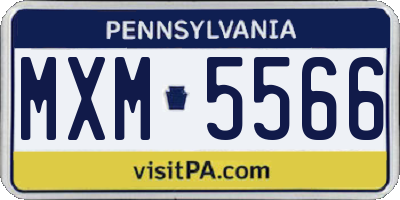 PA license plate MXM5566