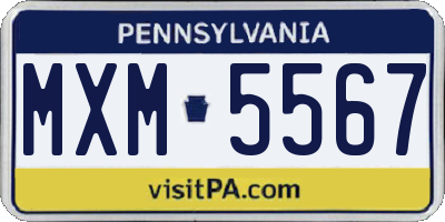 PA license plate MXM5567