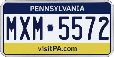 PA license plate MXM5572