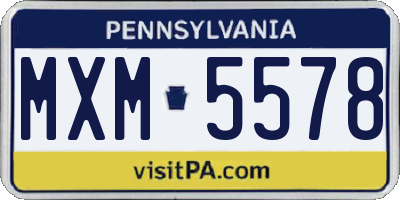 PA license plate MXM5578
