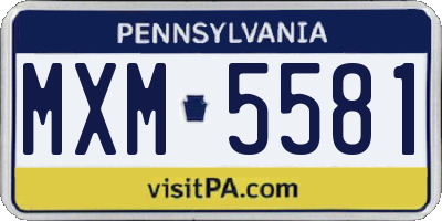 PA license plate MXM5581