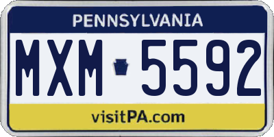PA license plate MXM5592