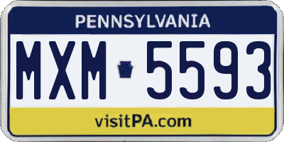 PA license plate MXM5593
