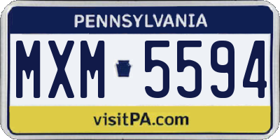 PA license plate MXM5594