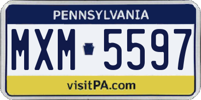 PA license plate MXM5597