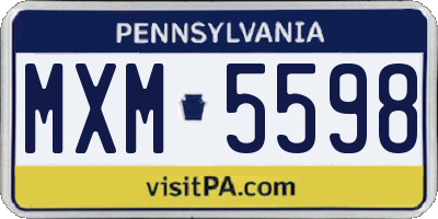 PA license plate MXM5598