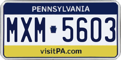PA license plate MXM5603
